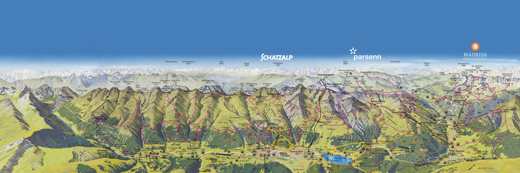 Schatzalp Parsenn Madrisa Sommer Panormakarte Davos Klosters